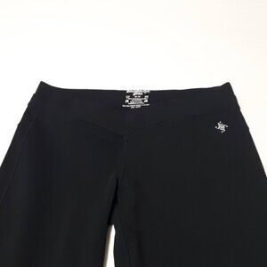 EUC Sansara Yoga black scalloped waist detail wide leg cropped trackpants, M